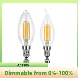 Chandelier Light Bulb 2700K Warm White C35 B11 Edison Filament Candle Bulbs Candle Lights E12 LED Candelabra Bulb Dimmable 110V