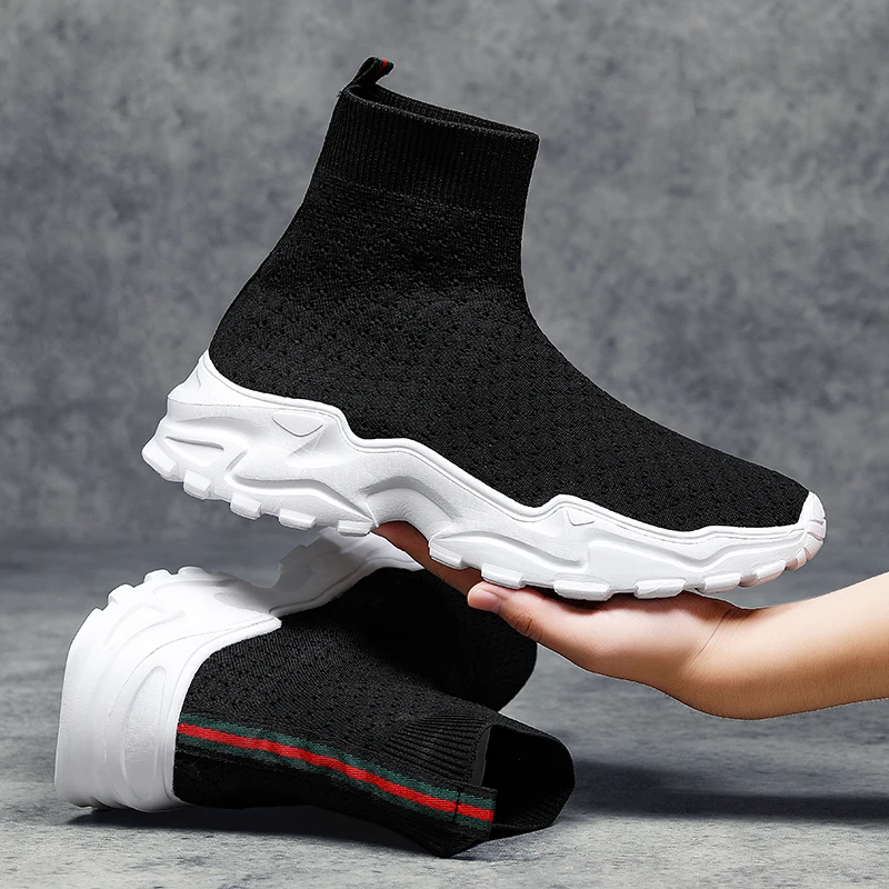 

Fashion Mesh Sports Men's Shoes Versatile Platform Breathable High Top Socks Sports Trend Casual Walking Shoes Tenis Masculino