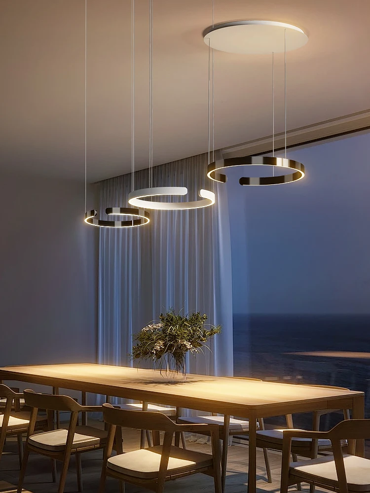 Led restaurante iluminação nordic lâmpada do teto decoração interior pendurado sala de estar quarto villa moderno lustre circular