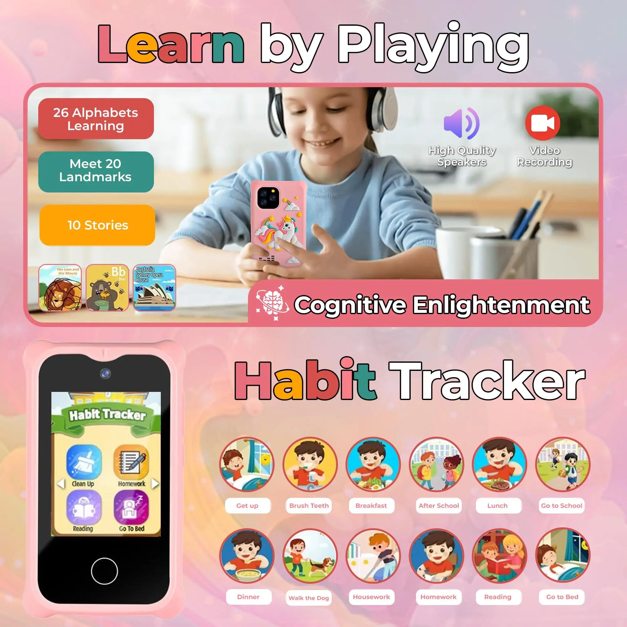 Crianças telefone inteligente mini brinquedo telefone engraçado aprendizagem educação brinquedo música puzzle jogador de jogo câmera dupla despertador lanterna presentes