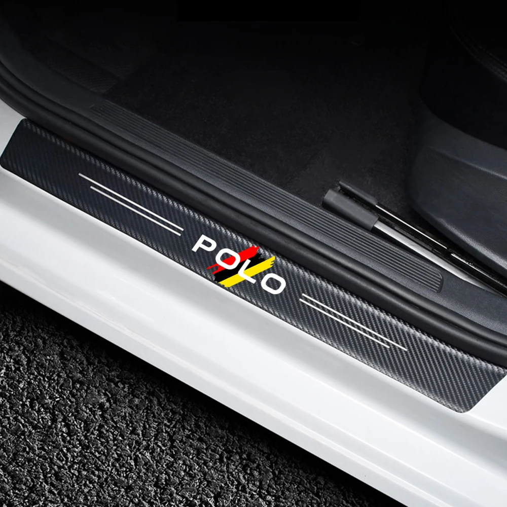 4cps car sticker carbon fiber texture cloth threshold protection For POLO 6r 9n sedan 2018 Stickers