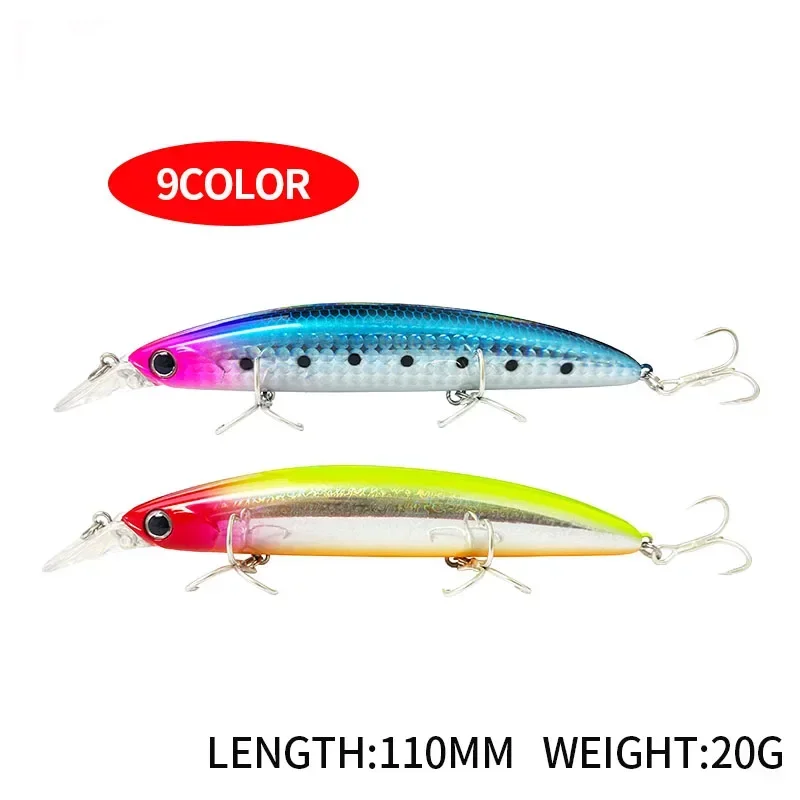 110mm20g Long Casting False BaitSea Fishing Warbler Mandarin FishHard BaitFaux BaitFloating MinnowLuya BaitArtificial Fish Eye