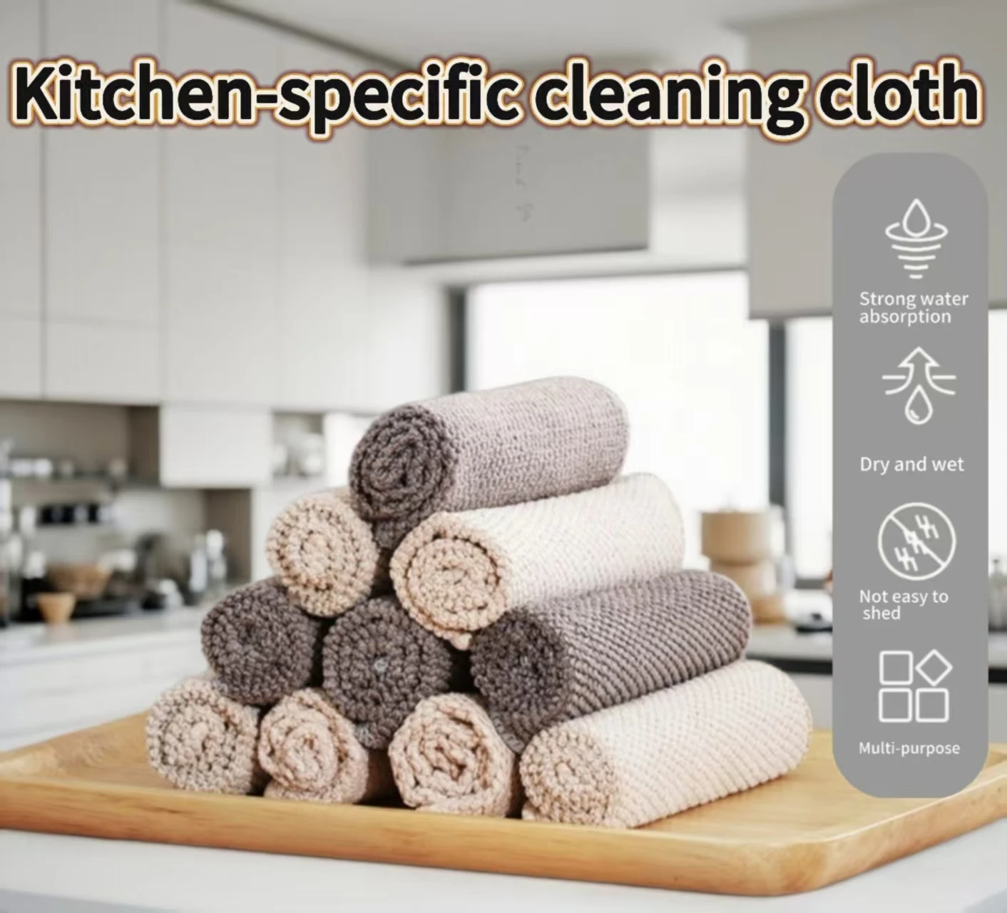 New generation dishcloth, kitchen cleaning cloth, towel, quick-drying, strong water absorption, microfiber fabric