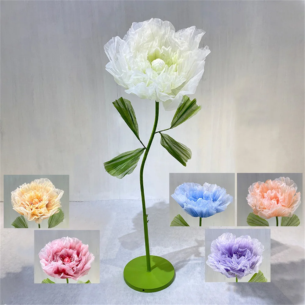 Gauze Mesh Fiori Giganti Height 6.5ft White Blue Artificial Flower for Wedding Decoration Road Guide Flores Gigantes Decoracion