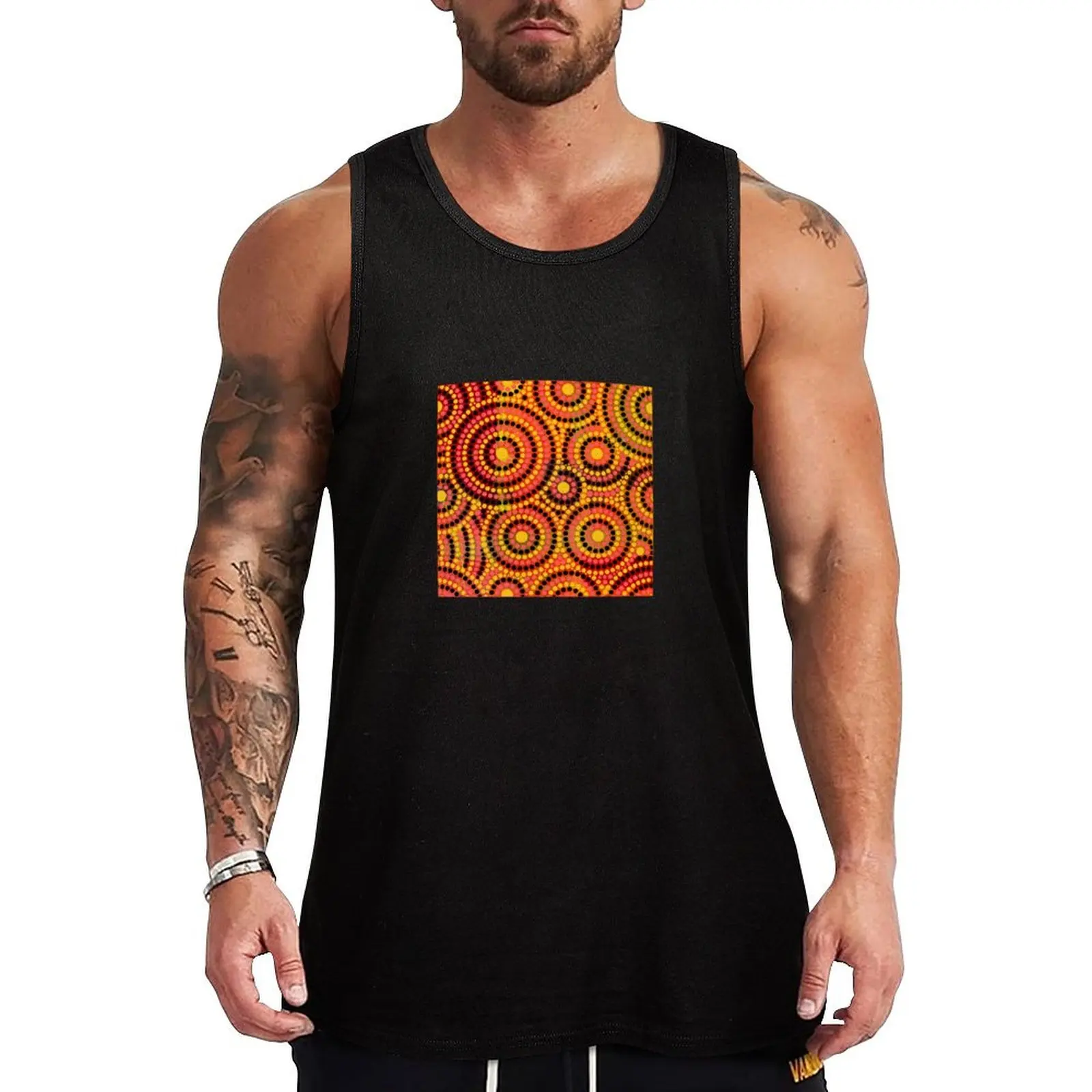 

Awesome Aboriginal Dot Art Tank Top singlets for men summer Men's tops men clothing Men's sleeveless gym shirts