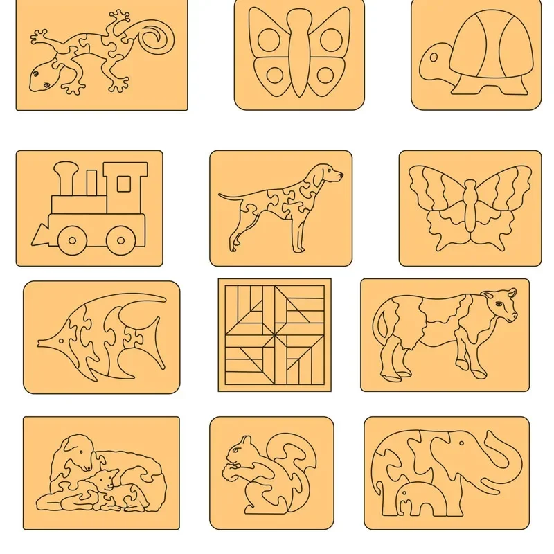 114 Puzzle Vector 2D Children Toy SVG CDR DXF Ai EPS Laser Cut CNC Cricut Design Bundle Files