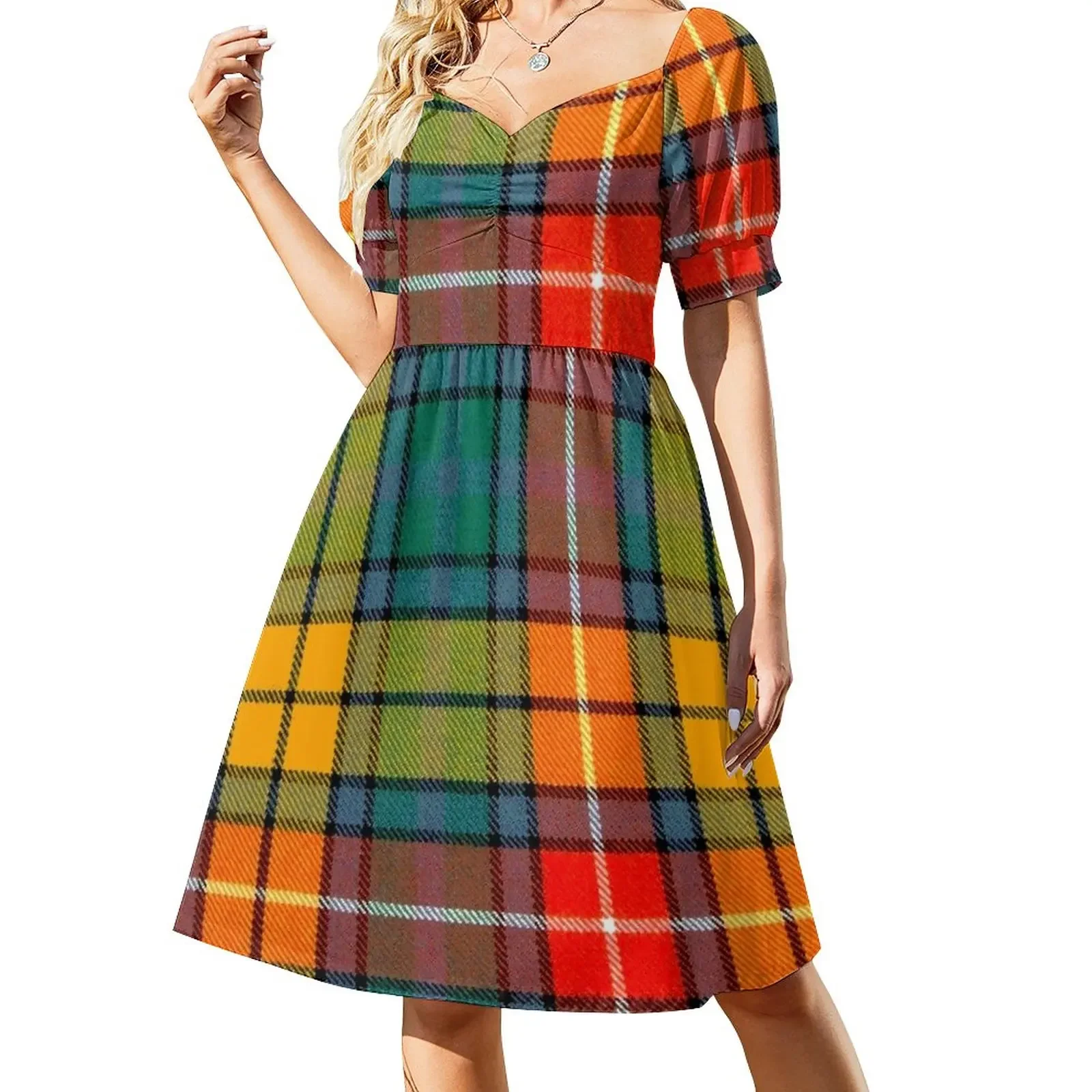 

BUCHANAN ANCIENT LIGHT WEIGHT TARTAN Sleeveless Dress Aesthetic clothing women's dresses luxury