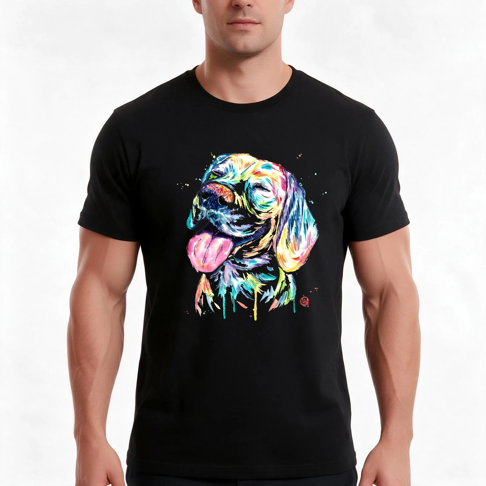 Beagle Watercolor Dog Painting T-Shirt, Summer Casual Cotton Tee, Oversized Streetwear Tops, Vintage Graphic Print, 100% Cotton