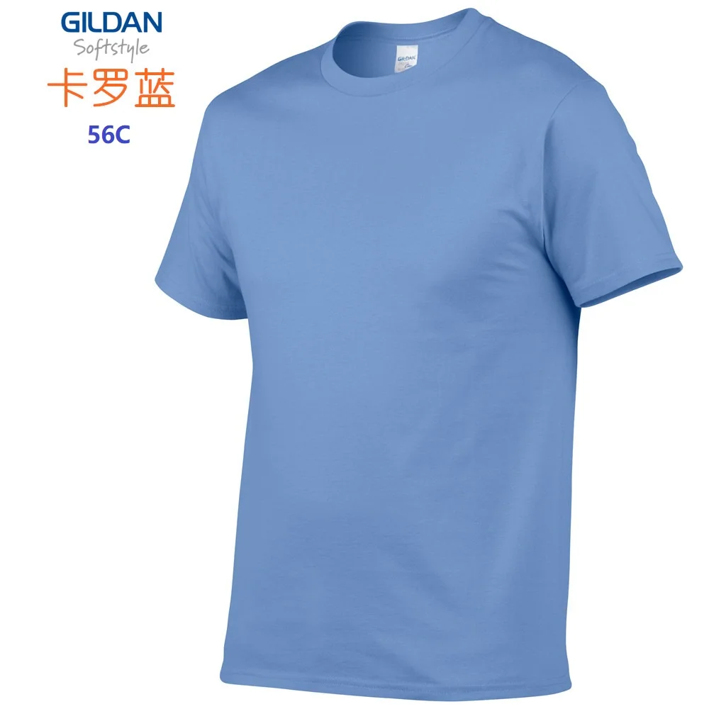 GILDAN 63000 Summer Men 100%Cotton T-shirts Solid Short Sleeve T Shirt Mens Tops Tees Basic TShirts Customized Logo Photo Print