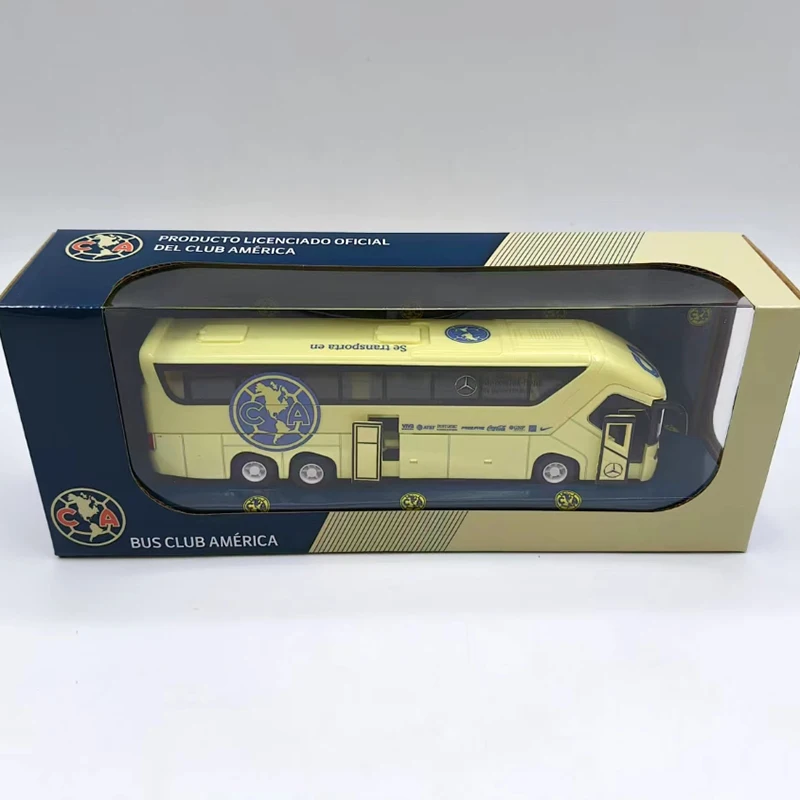 

About 20cm long Plastic BUS CLUB AMERICA Yellow Simulation Car Model Collection Display Toy Gifts Souvenir