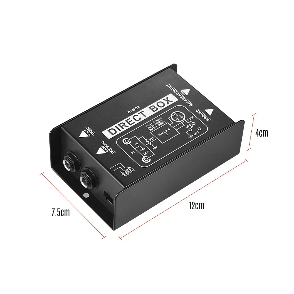 Boîtier de DI audio passif JEBass à injection directe, convertisseur audio à 2 canaux, à faible bruit, polyvalent, pour centre commercial