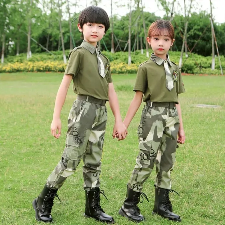 Ropa de camuflaje de entrenamiento militar para niños, uniforme militar para campamento de verano, ropa de rendimiento para niños, traje de fuerzas especiales