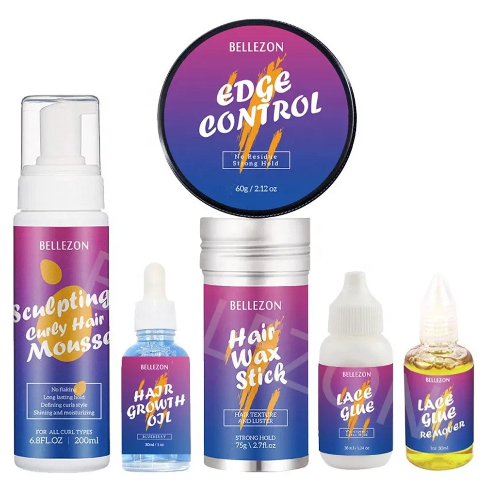 Waterproof Wig Glue Kit Lace Front Adhesives with Lace Tint Mousse Edge Control for Wig Accessories OEM Everything Included