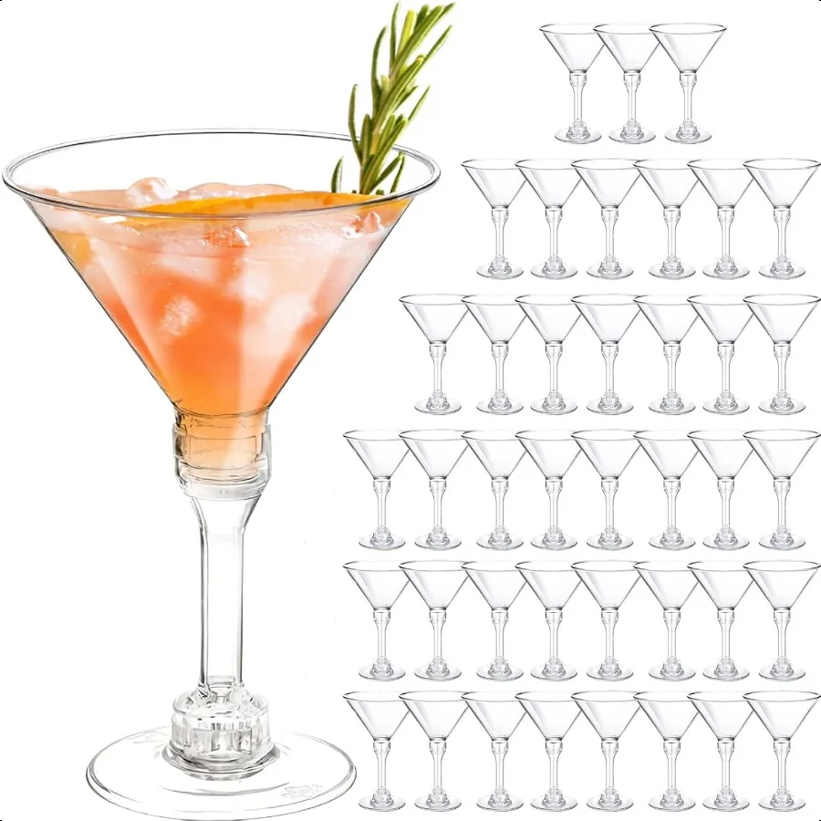 

40 Pack Plastic Martini Glasses 5 Oz Cocktail Glasses Tall Mini Martini Cups Plastic Margarita Glasses Perfect for Summer Part
