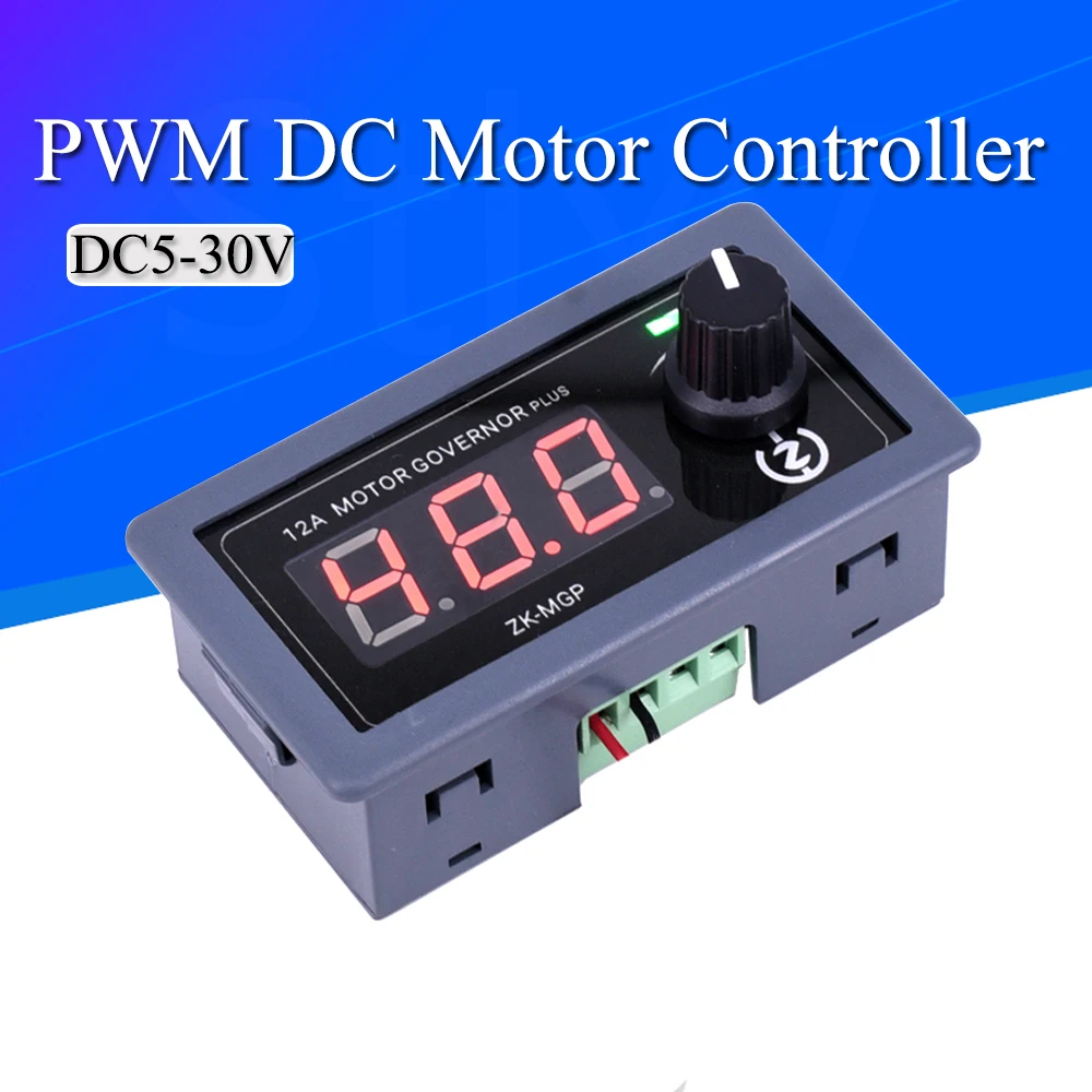 ZK-MGP Adjustable Speed PWM DC Motor Controller 5-30v 12A 360W 6V 12V 24V Slow Start Slow Stop Module