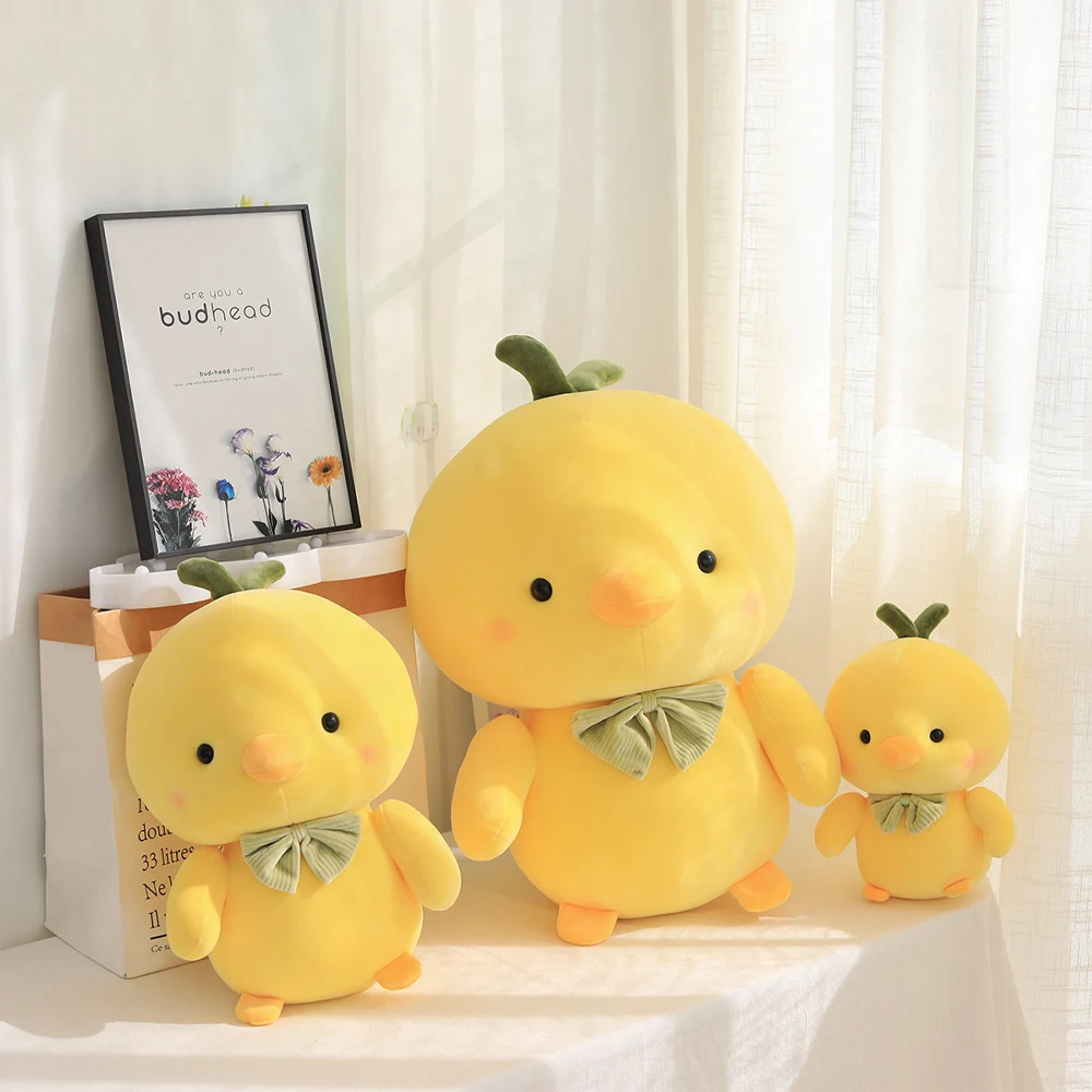 Cute Round Chuppy Yellow Chick Plush Toys Stuffed Appease Dolls for Kids Children Adorable Squishy Animal Pillow Room Decoration