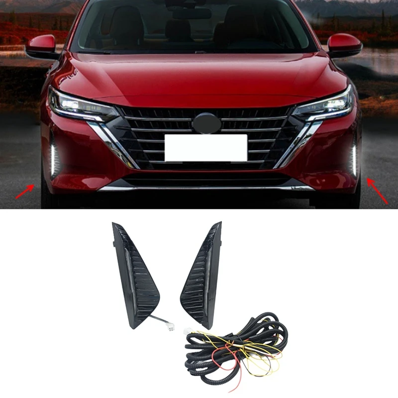

Car Headlight DRL Daytime Running Light Daul Clour Fog Lights For Nissan Sylphy 2023 Turn Signal Lights