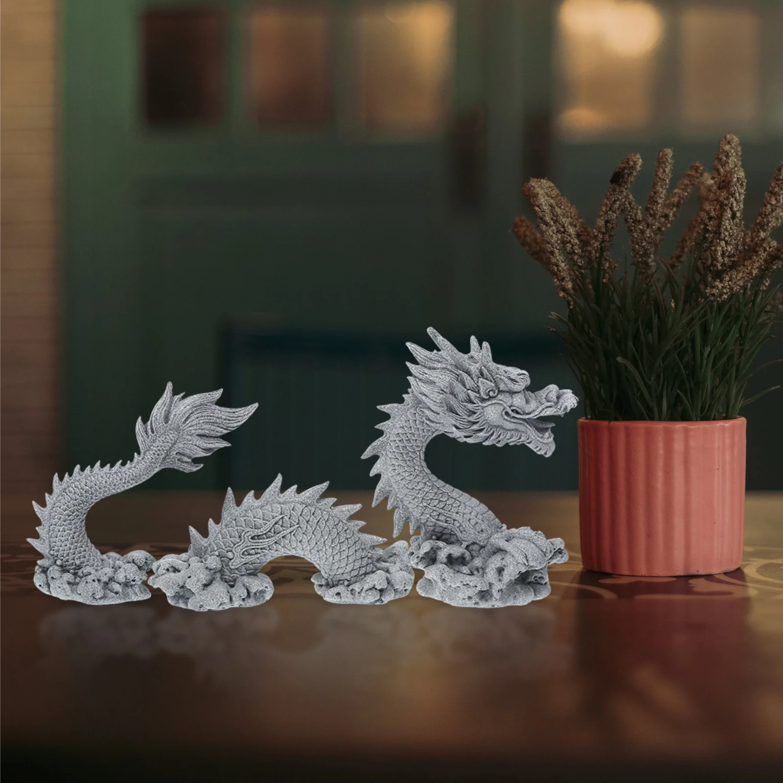

Chinese Dragon Statue Home Decor S stone Durable Lightweight Stable Bottom Table Shelf nament Outdoor Figurine Animal