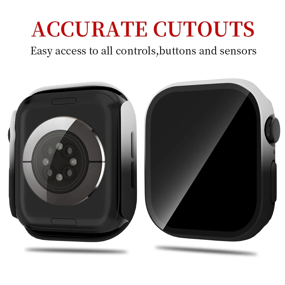 حافظة متدرجة + زجاج لساعة أبل غطاء 46 مللي متر 42 مللي متر 45 مللي متر 41 مللي متر 44 مللي متر 40 مللي متر واقي شاشة صلب PC لساعة iWatch 11 10 9 8 7 6 5 4 SE #5