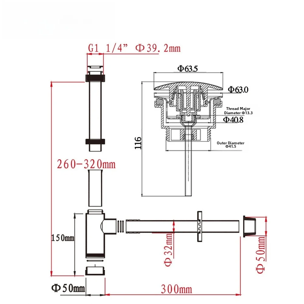 Modern Simple Bounce Type Washbasin Drain Plating Stainless Steel Wall Bathroom Basin Bottle Trap Drain Accessories