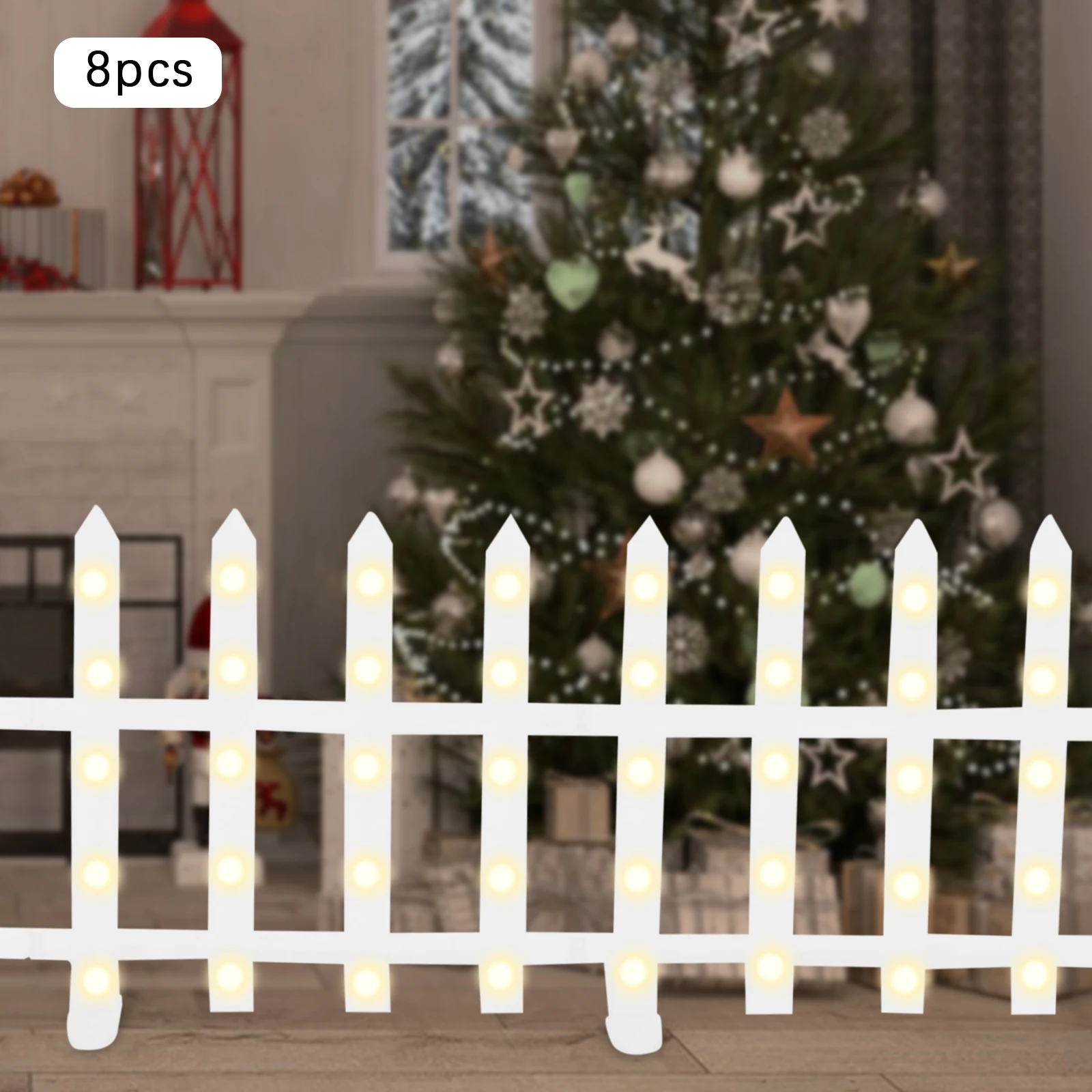 8 * Огни для забора 160 * Светодиоды Рождественские украшения Свет, Рождественские огни для забора, Декоративные огни для праздника белого цвета