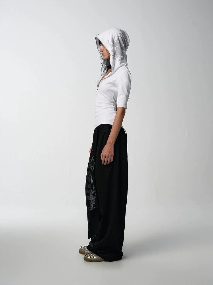 خمر الجمجمة طباعة سليم مقنعين القمم المرأة شيك تصميم تحسس Y2K الظلام نمط منتصف الأكمام الرياضة قصيرة الأكمام ملابس النساء البريدي