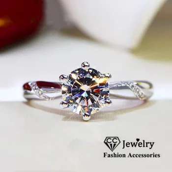 CC 럭셔리 여성 반지 화이트 골드 도금 웨딩 쥬얼리 신부를위한 고품질 약혼 선물 발렌타인 데이 CC1575