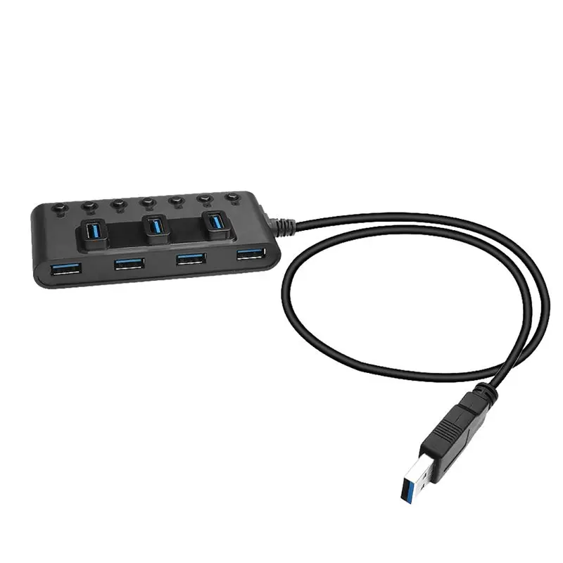 

7 Ports USB3.0 Hub Adapter Portable USB Hub Splitter with Switches Converter for Laptop PC Computer