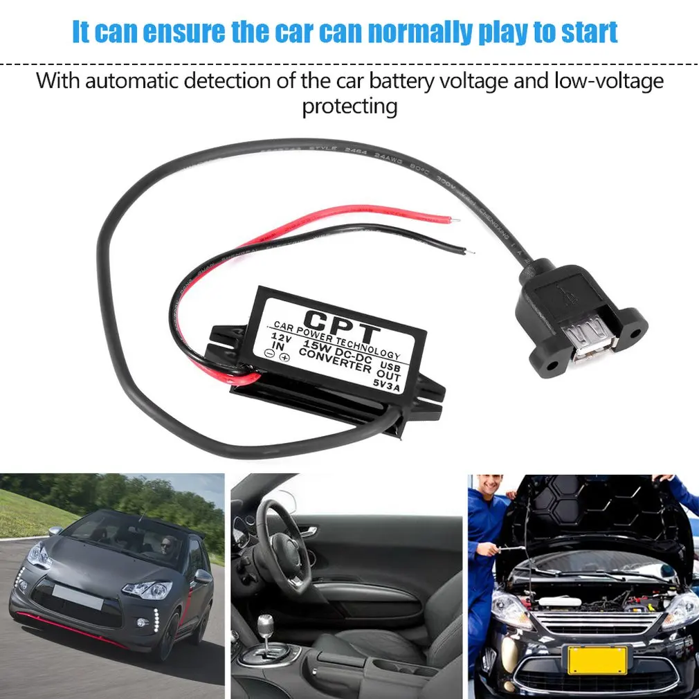 Hot Car Power Technology Charger DC Converter Module Single/Double Port 12V To 5V 3A 15W with Micro USB Cable Dropshipping