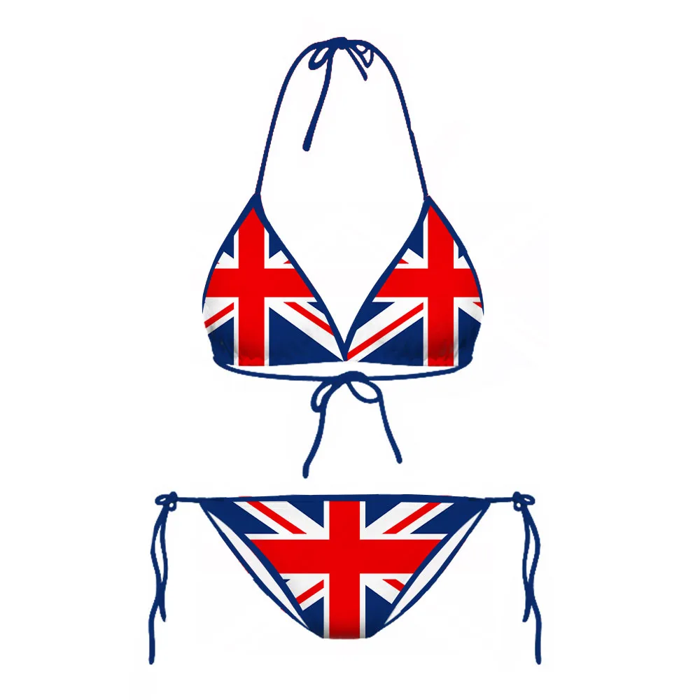 CLOOCL Britain Flag Bikini Sets Fashion England Sexy Swimsuits Beach Pool Vacation Adjustable Lacing Bikini Suits No Chest Pad