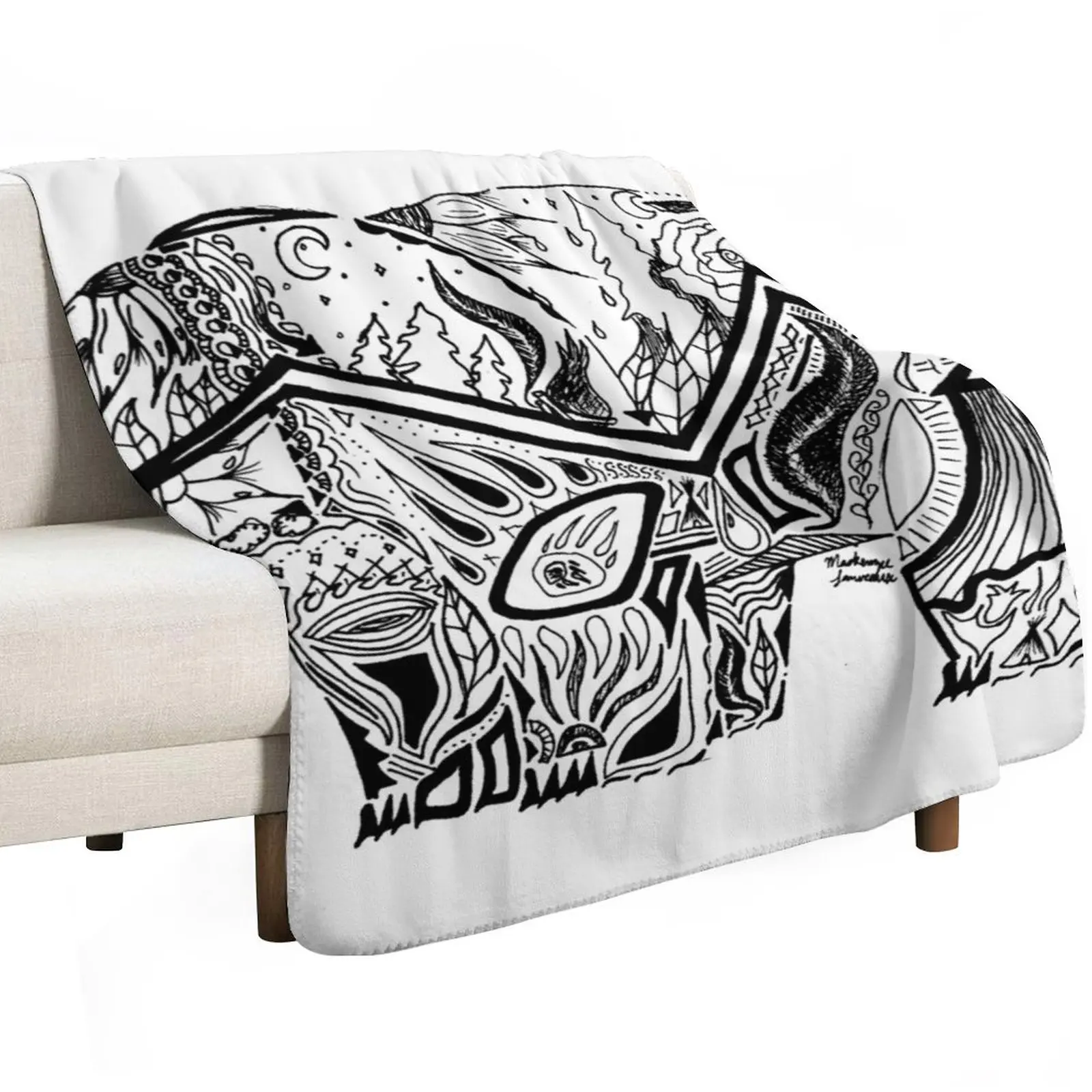 Bear - Canadian Ojibwe Artist Throw Blanket Picnic heavy to sleep Hairy warm winter Thermals For Travel Hairys Blankets 2