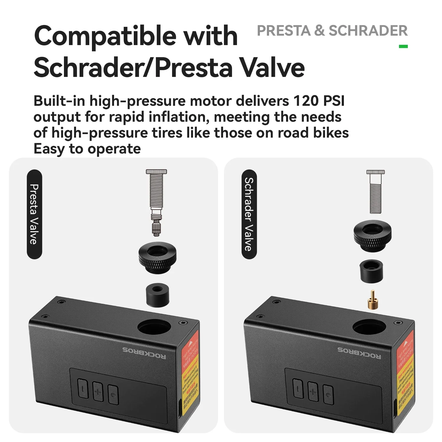 

ROCKBROS 120 PSI Electric Pump420mAh Aluminum alloy with Digital Display Pump Portable Bike Air Rechargeable Tire Inflator Pump