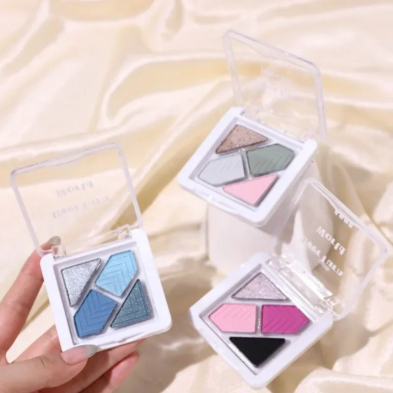 Paleta Cieni do Powiek Czarno-Różowa Matowa Brokatowa Perłowa Błyszcząca Długotrwała Pigmenty do Powiek Kosmetyki do Powiek Nude 4 Kolory