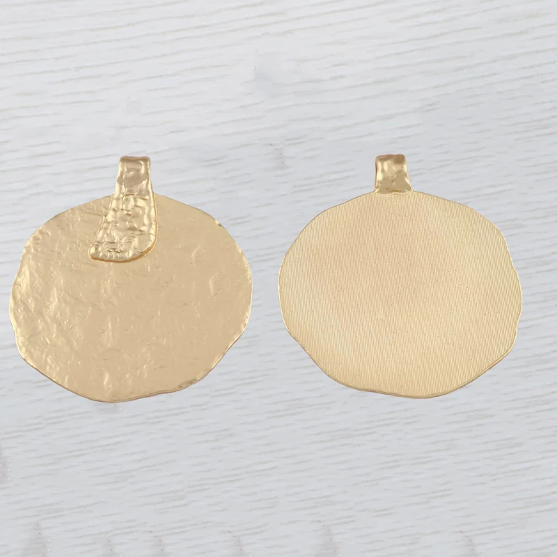 Matte Gold Hammered Large Round Bohemia Charm Pendant For DIY Fashion Neckace Jewelry Making Findings