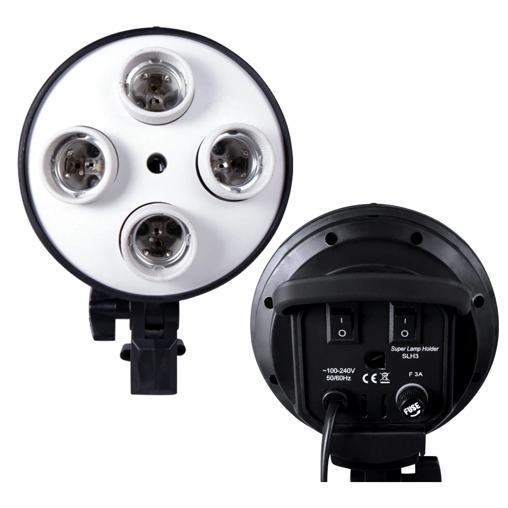 การถ่ายภาพ4 In 1 E27ฐานซ็อกเก็ตโคมไฟผู้ถือหลอดไฟอะแดปเตอร์สำหรับ Photo Video Studio Softbox