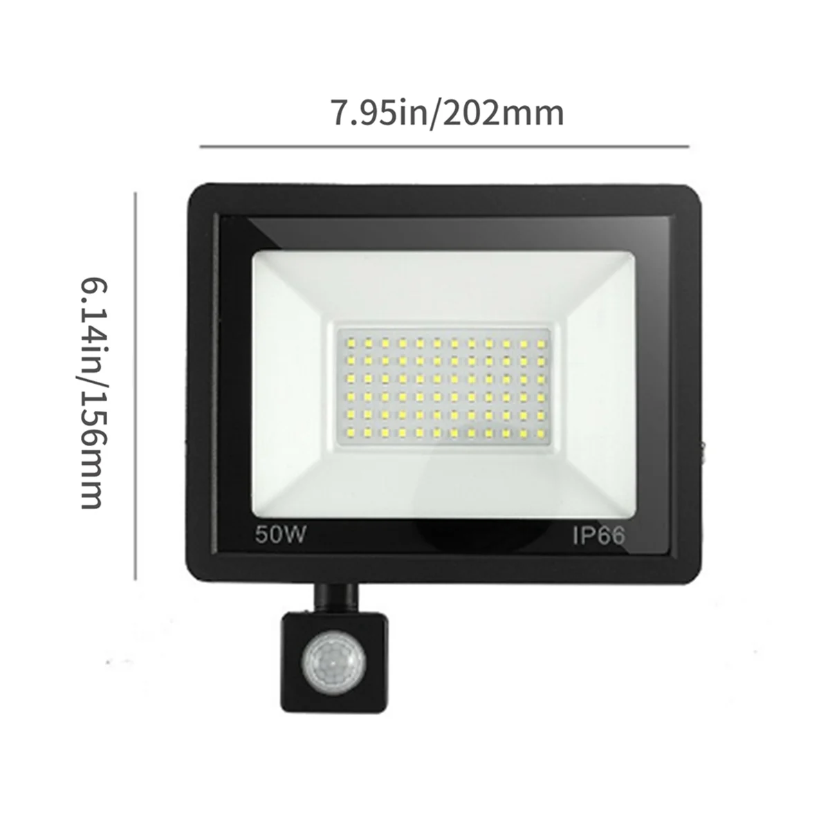 Luz de segurança externa AB51 com sensor de movimento - holofote LED 50W alimentado por fonte de alimentação principal, luz pir à prova d'água IP66