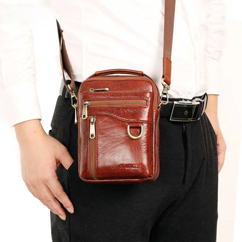 

Leather Multi-Functional Mobile Phone Crossbody Bag for Men Casual Single oulder Outdoor Small Bag Portable Vintage Sle