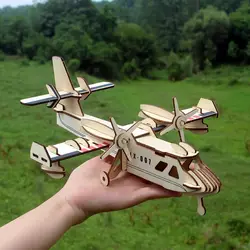 Wooden Puzzle 3D Model Student Handmade Military Aircraft Assembling Building Wooden Assembling Toys  Educational Toys