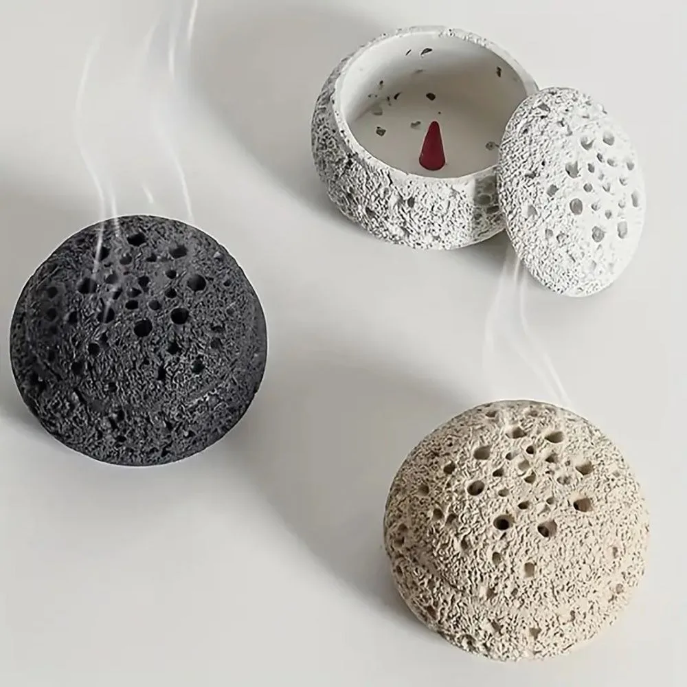 Meteorite Spherical Incense Burner Matte Texture Anti-Fly Ash Lid Fragrant Plate Multicolor Resin Aromatherapy Ornament