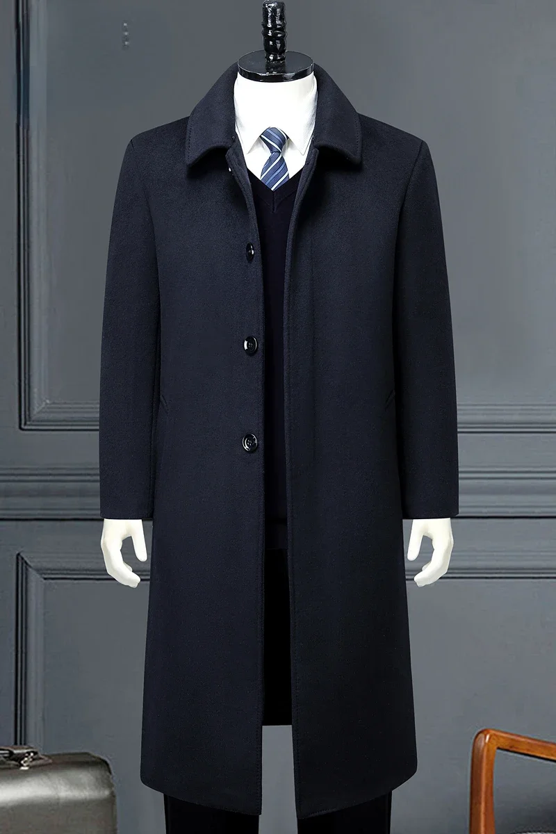 85% Cashmere Coat Men Long Knee Length Trenchcoat Male High-end Woolen Jacket Winter Coats Detachable Down Inner Clothes FCY4536