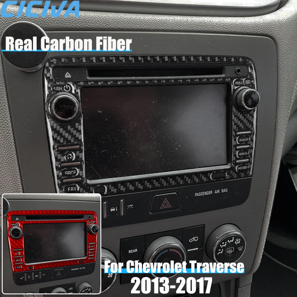 

Real Carbon Fiber Car Accessories Center Console Display Trim Cover Soft Sticker For Chevrolet Traverse 2013 2014 2015 2016 2017