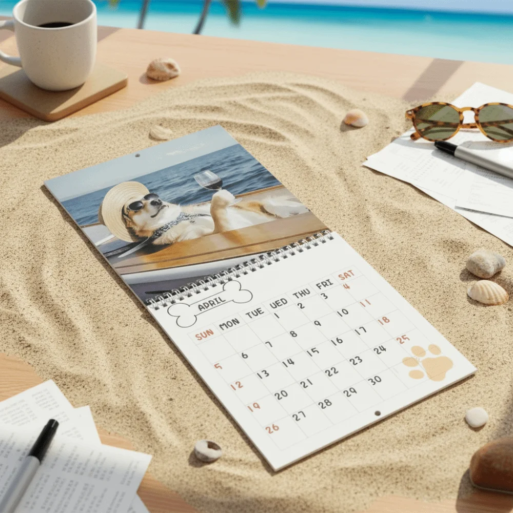 Nuovo calendario per cani in edizione 2026 Illustrazioni per cani Calendario da parete divertente Anno Pianificatore mensile Amanti degli animali domestici