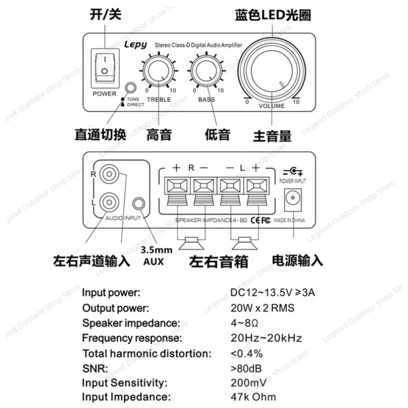 2020A Mini Class D Digital HIFI Power Amplifier Desktop Small Stereo Audio Amp For Home Desktop Speaker Sound System view 4