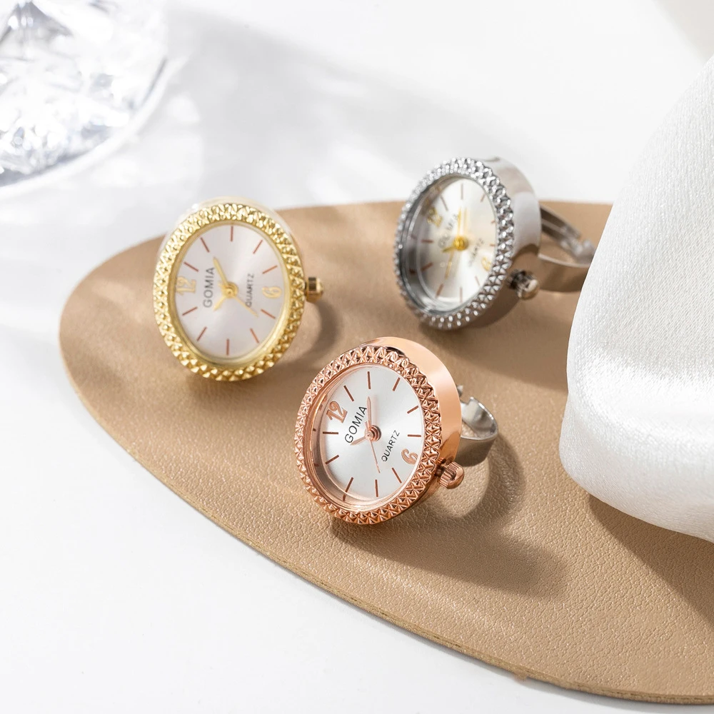 

WLP New Fashion Waterproof Adjustable Mini Quartz Watch Clock Finger Rings for Women Men Couples Vintage Watches Ring Jewelry
