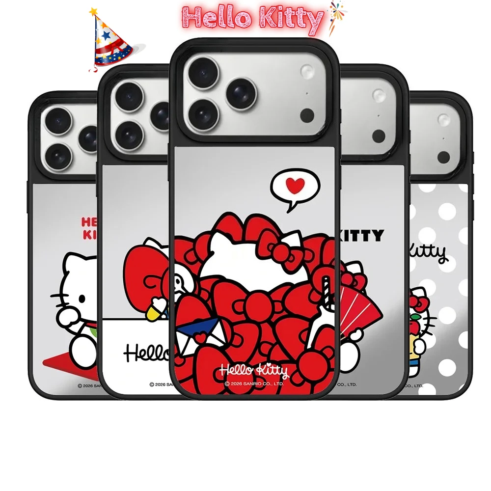 Funda con Espejo Magnética Kawaii Sanrio Cinnamoroll Hello Kitty para MagSafe, Compatible con iPhone 17 16 15 14 13 Pro Max, Antigolpes