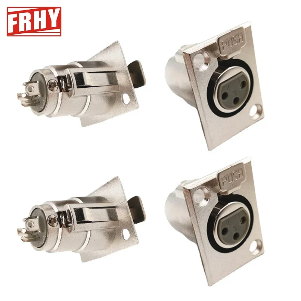 Studio-Grade 4 PCS 3-Pin XLR Panel Mount Connectors, Male & Female Jack Socket Wall Plate Durable Studio Equipment Plug & Socket
