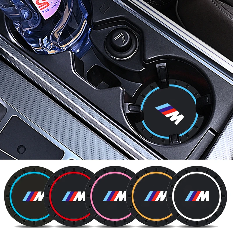 2PCS Car Logo Silicone Coasters Centre Console Water Cup Non-Slip Mats For BMW 1  3  5 Series X1 X4 X5 X7 G20 G38 F20 F39 F48 E4