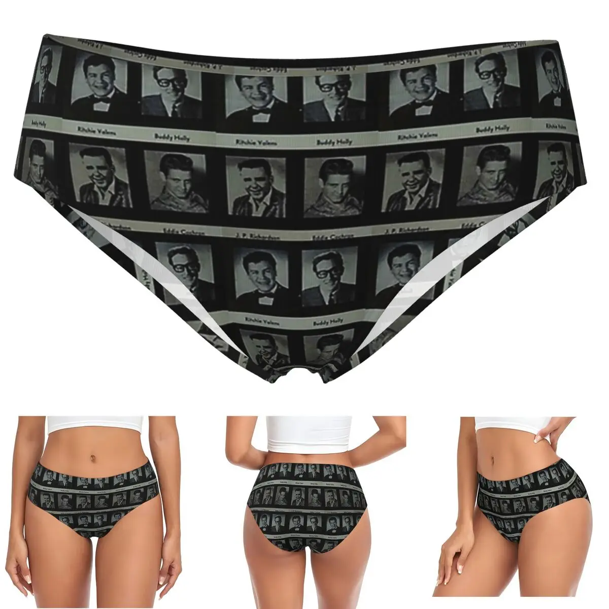 

Трусики Remembering Buddy Holly Ritchie Valens Eddie Cochran The Big Bopper, женские трусы, нижнее белье, дышащее женское