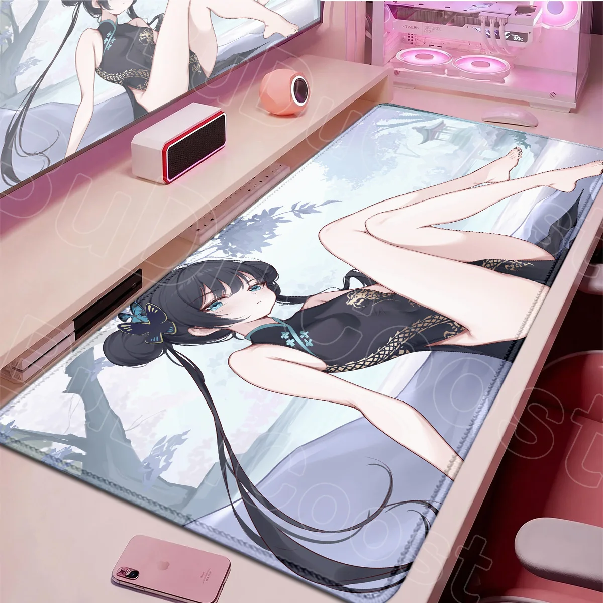 Large Locking Edge Mousepad Washable Keyboard Table Mat XXL Cute Girl Ryuuge Kisaki Carpet Hot Gaming Blue Archive Laptop Carpet