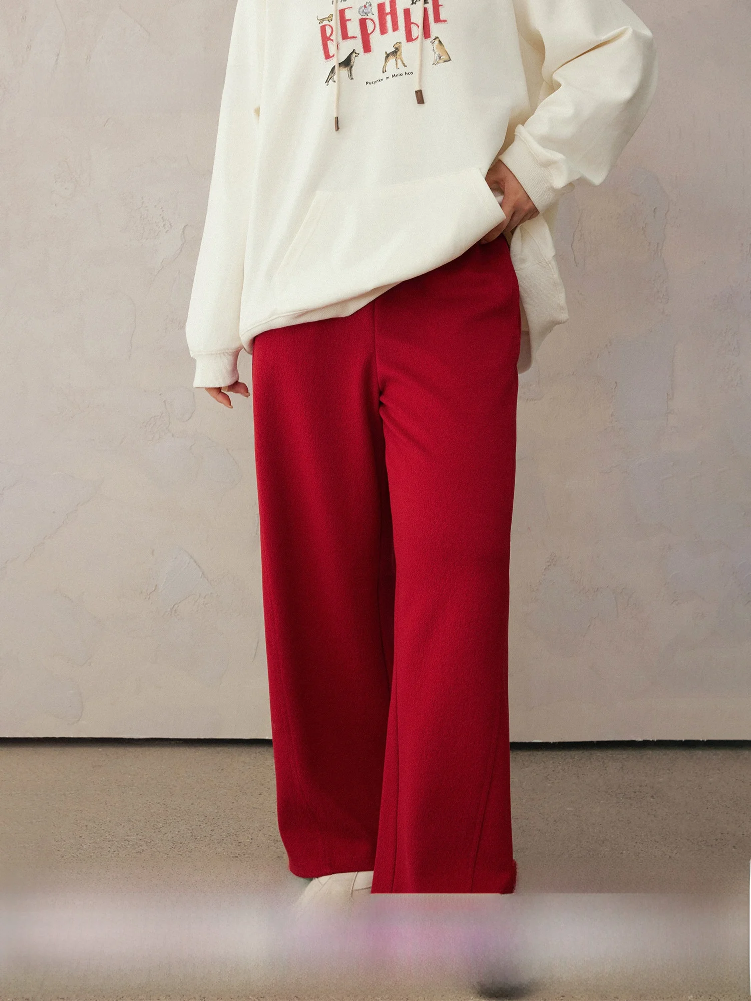 

Плюс маленькие повседневные брюки из шелковой шерсти для похудения, прямые брюки для женщин, удобные брюки для отдыха